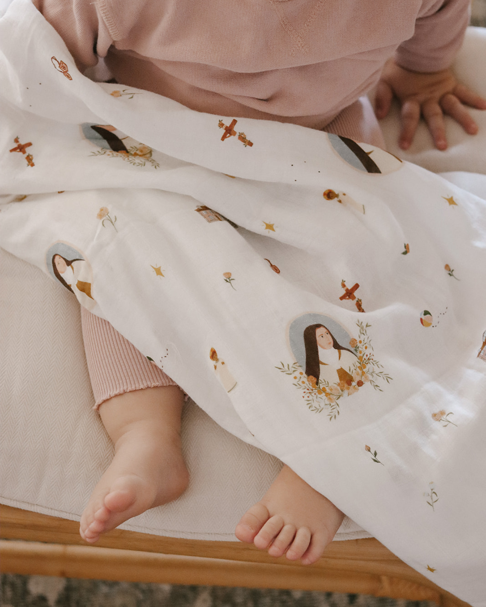 St. Therese of Lisieux Muslin Swaddle