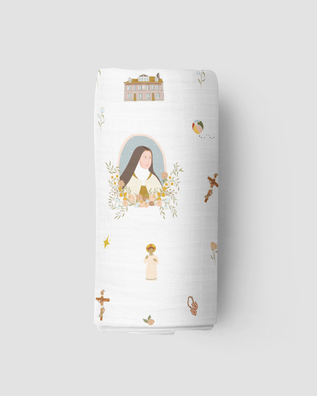 St. Therese of Lisieux Muslin Swaddle
