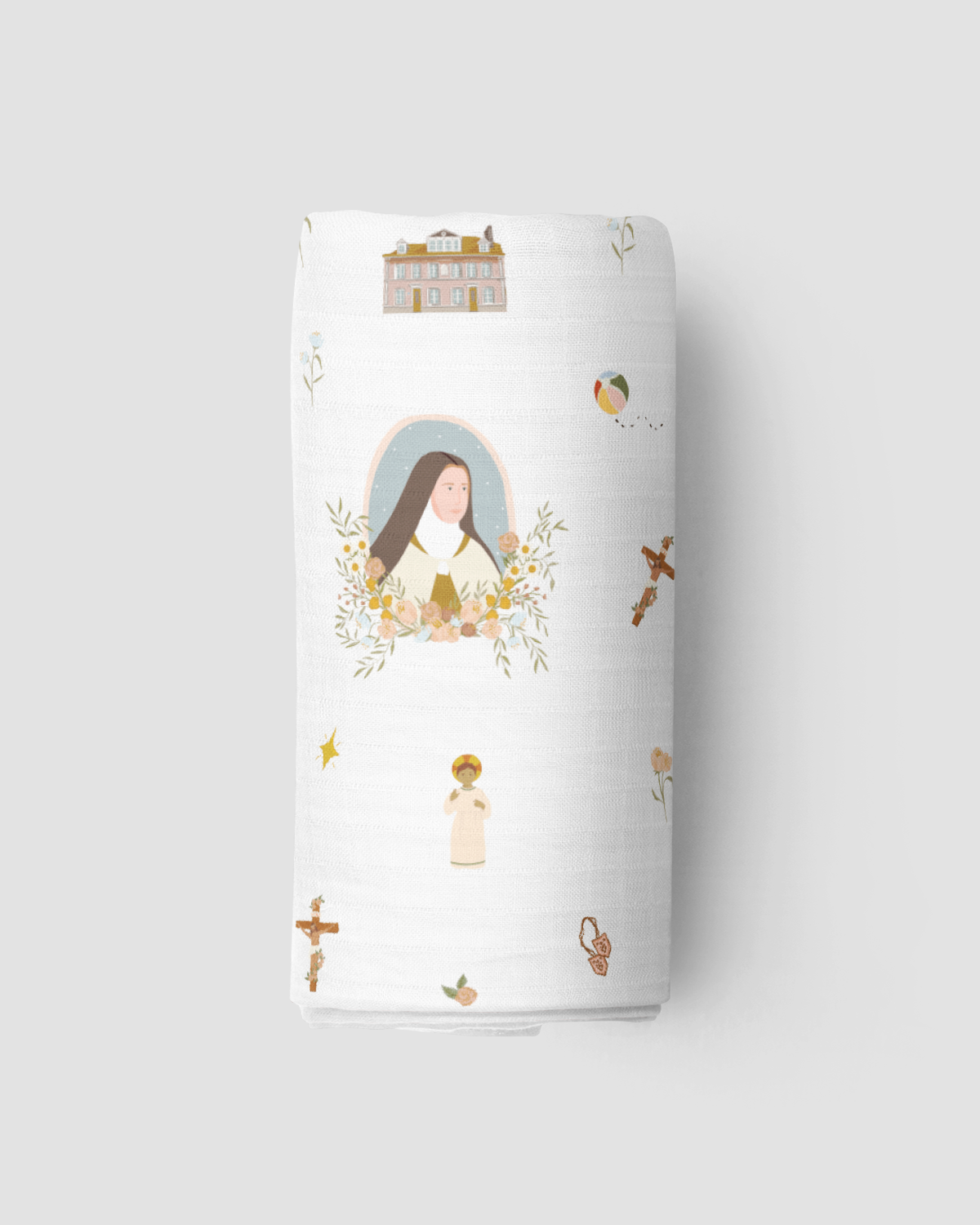 St. Therese of Lisieux Muslin Swaddle