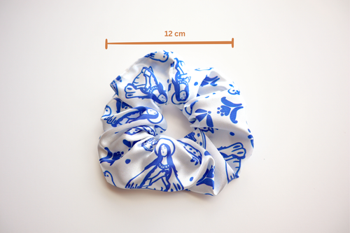 Blue Marian Medium Satin Scrunchie