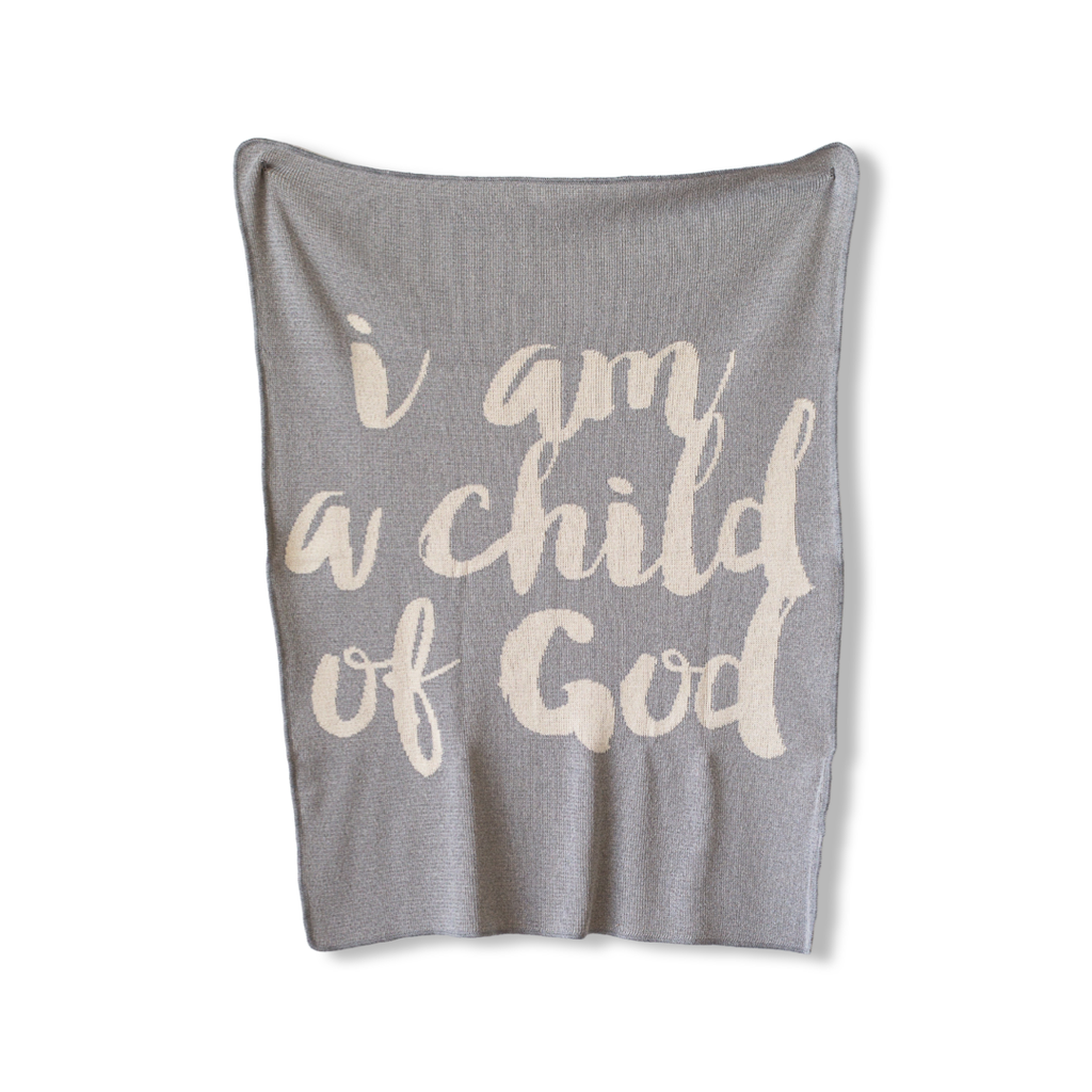 Made in the USA |Child of God Knit Throw Blanket Script