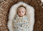 Our Lady of Lourdes and St. Bernadette Muslin Beige Swaddle
