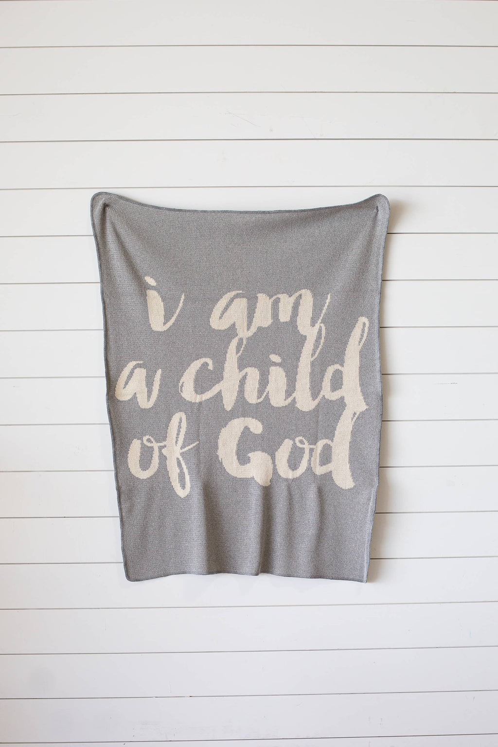 Made in the USA |Child of God Knit Throw Blanket Script