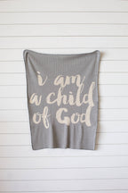 Made in the USA |Child of God Knit Throw Blanket Script