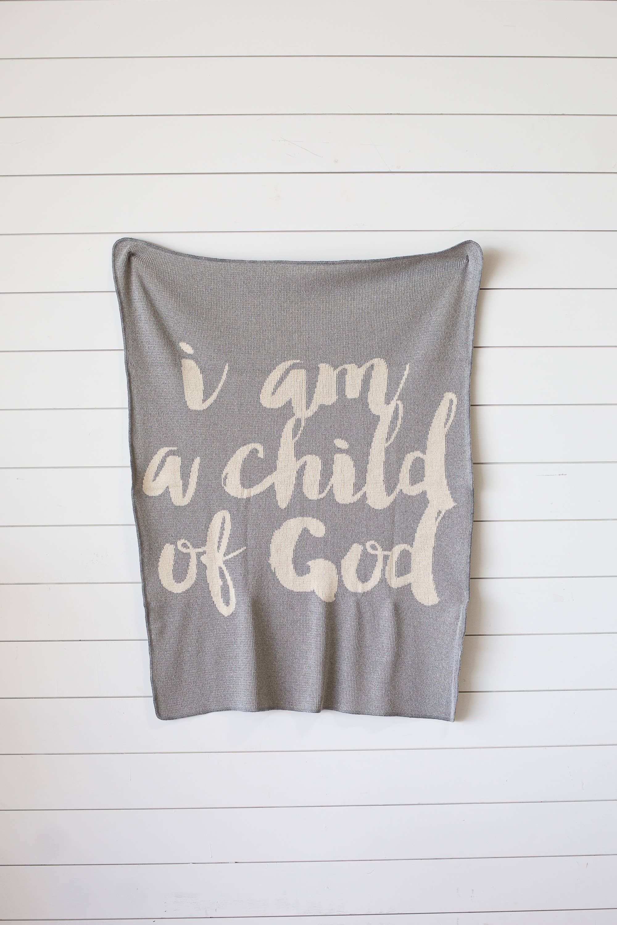 Made in the USA |Child of God Knit Throw Blanket Script