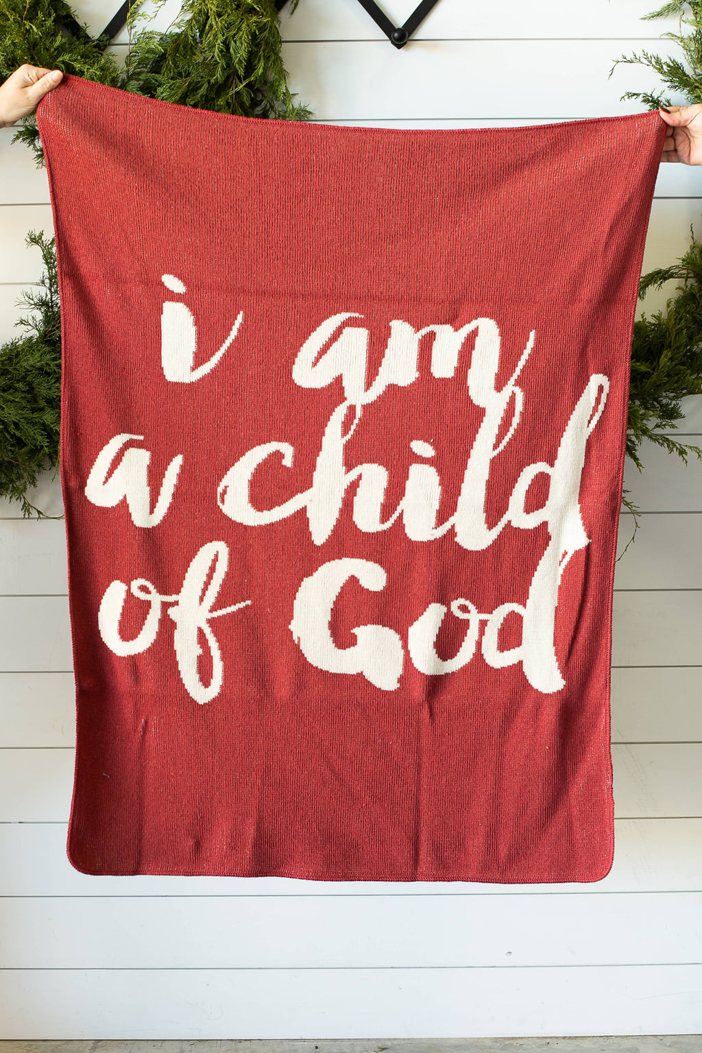 Made in the USA |Child of God Knit Throw Blanket Script