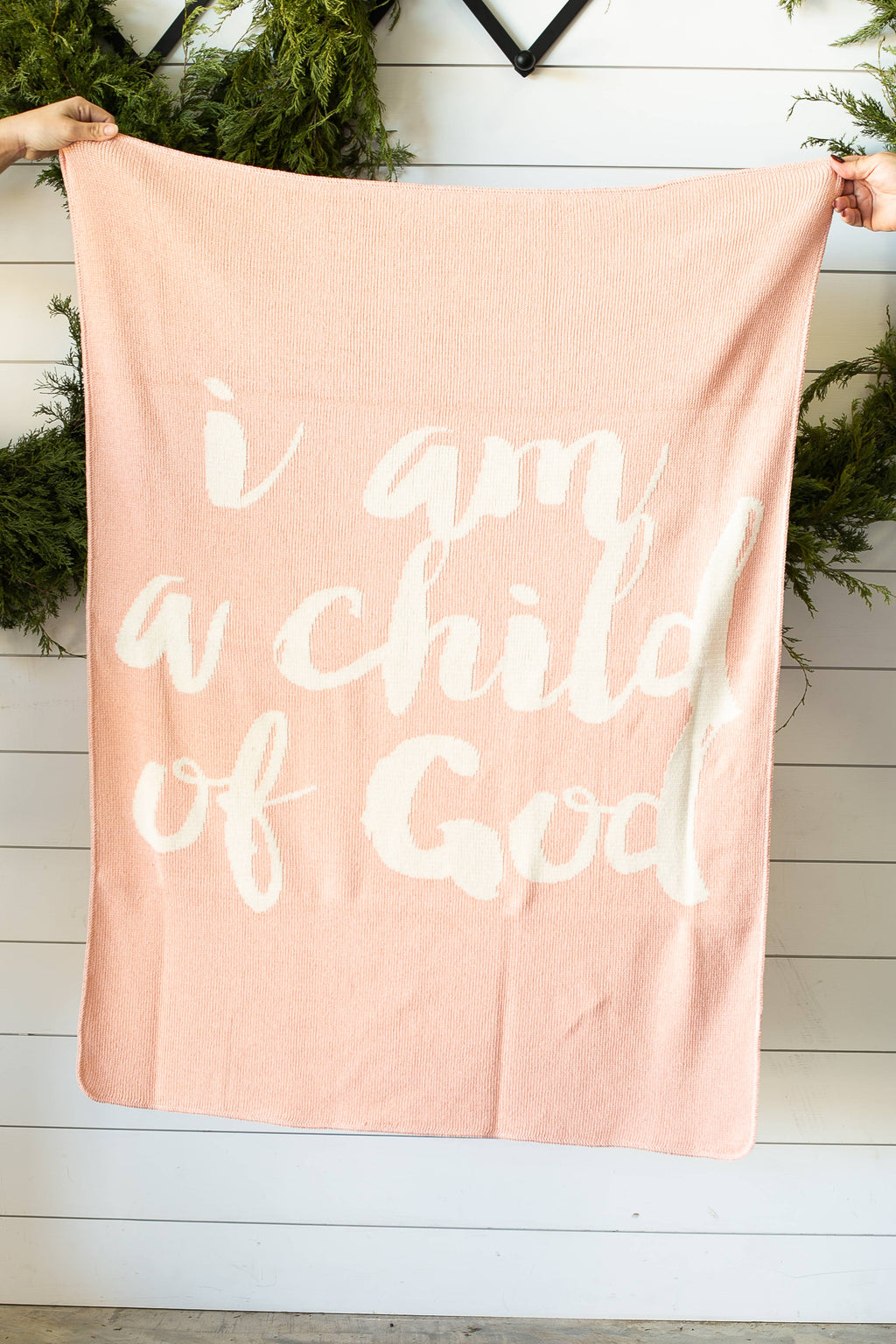 Made in the USA |Child of God Knit Throw Blanket Script