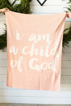 Made in the USA |Child of God Knit Throw Blanket Script