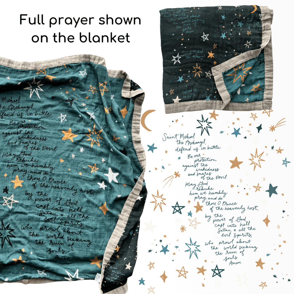 St. Michael Prayer Luxury Double Sided Muslin Catholic Blanket