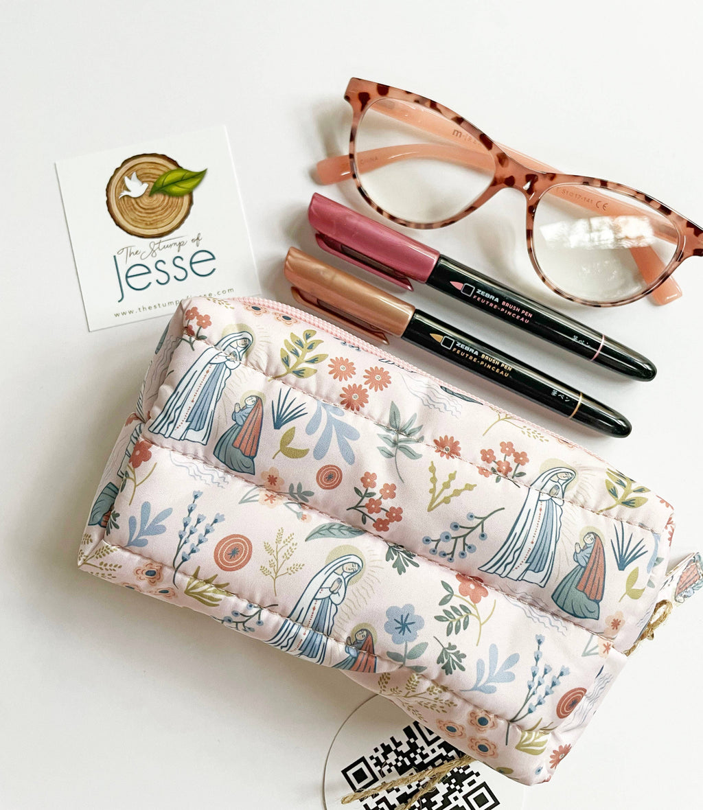 Our Lady of Lourdes Puffer Pouch