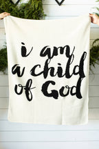 Made in the USA |Child of God Knit Throw Blanket Script