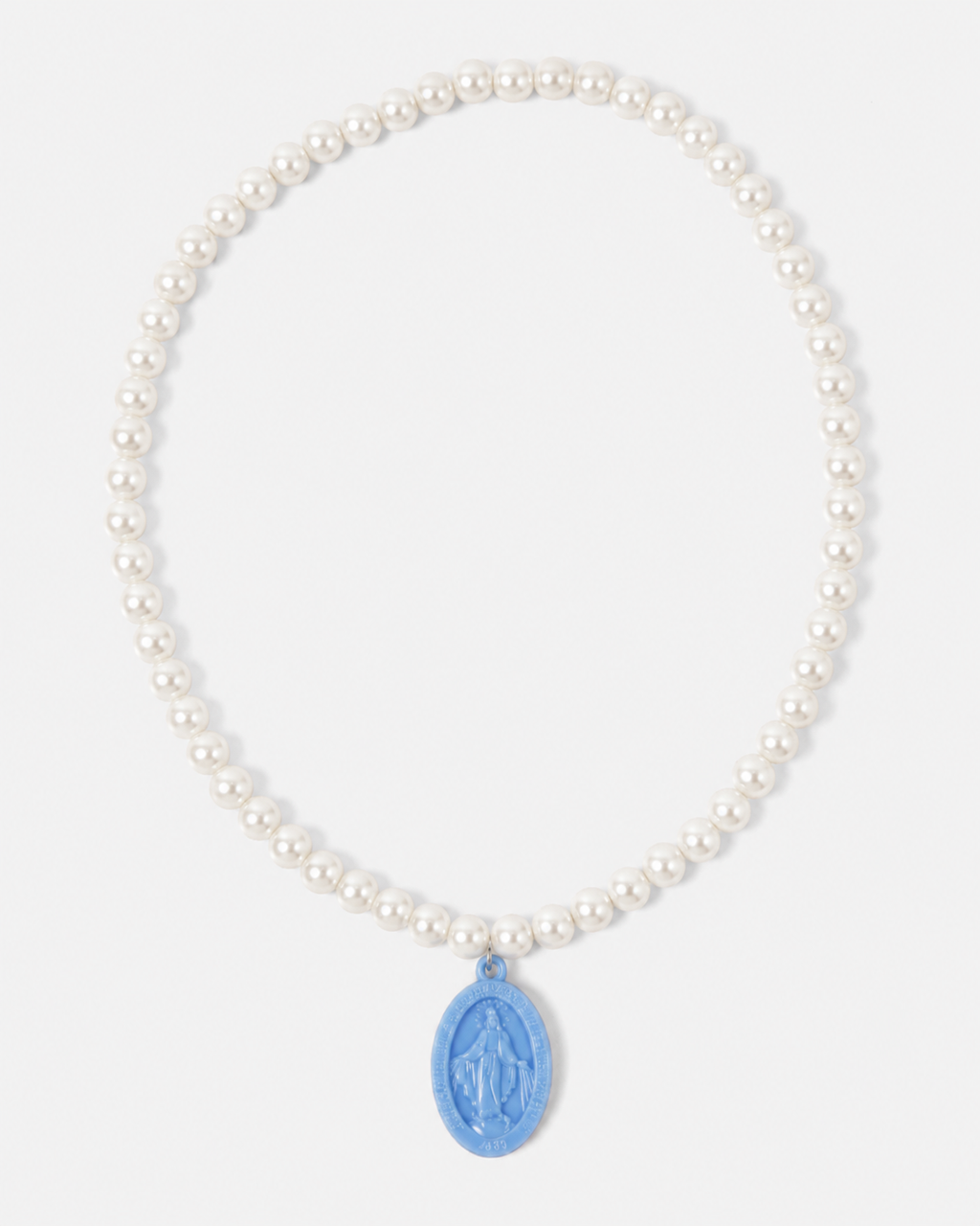 Pearl Miraculous Medal Plastic Children's Necklace