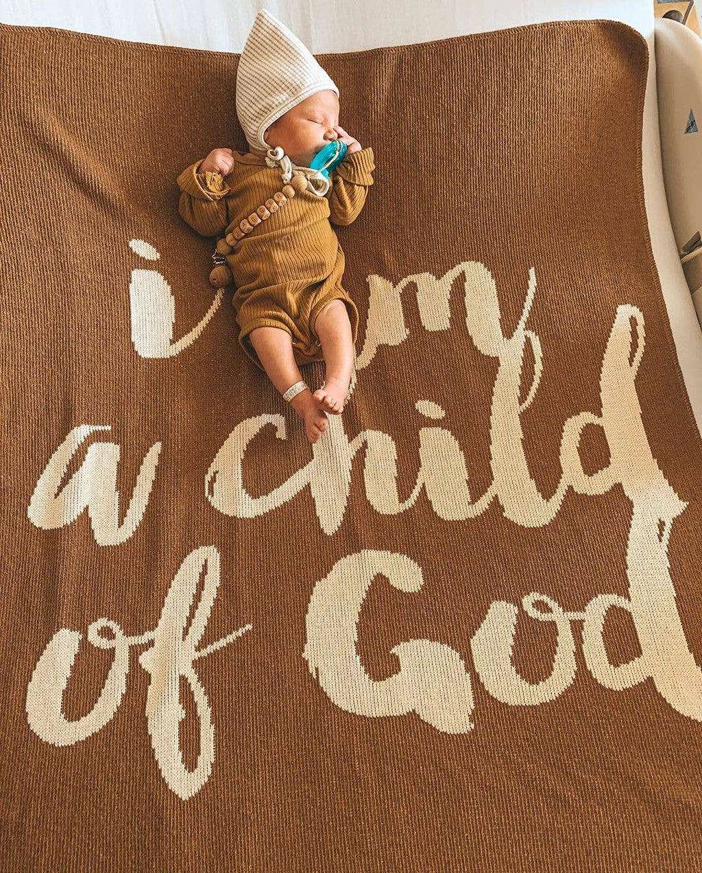Made in the USA |Child of God Knit Throw Blanket Script