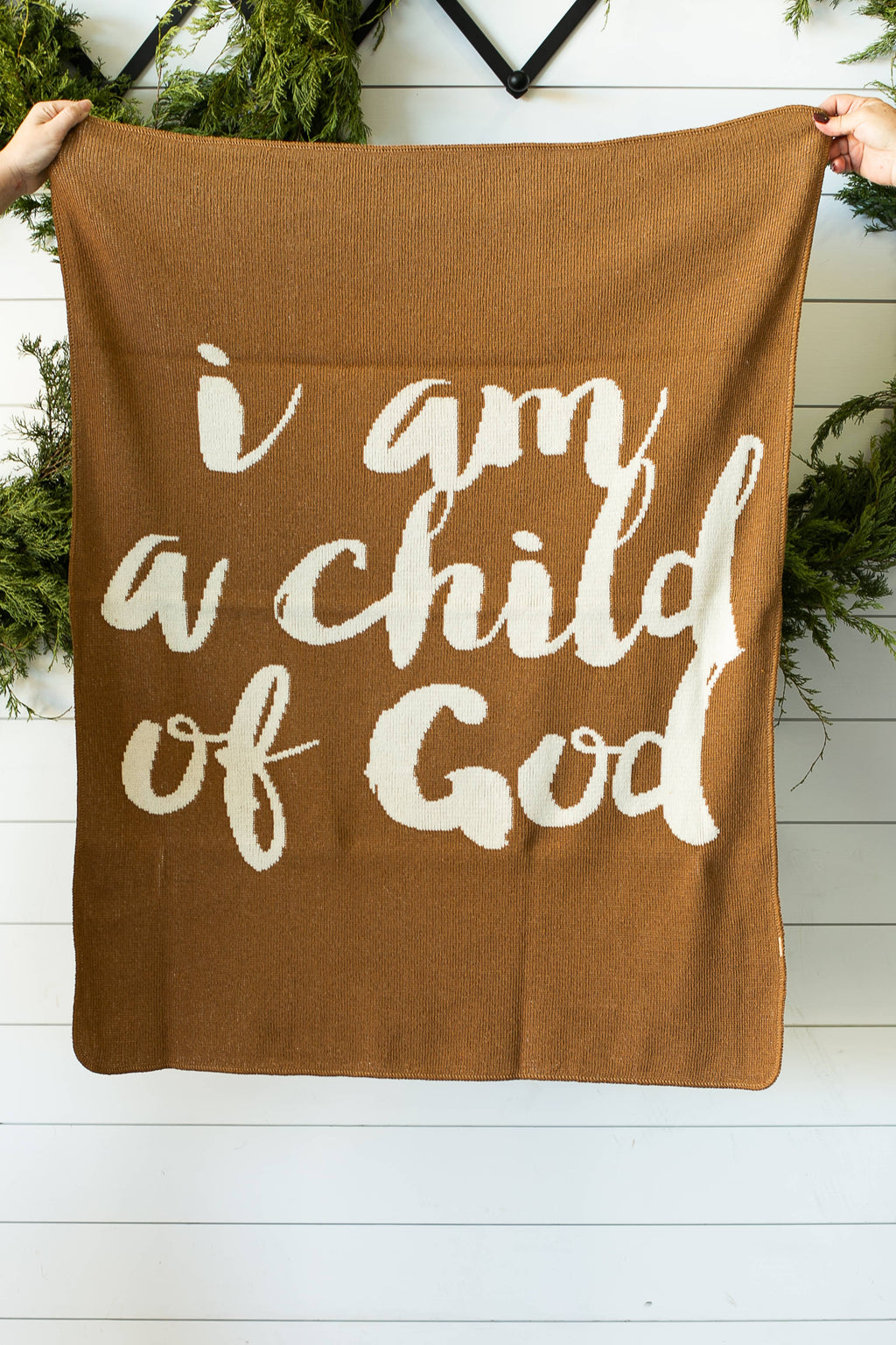 Made in the USA |Child of God Knit Throw Blanket Script