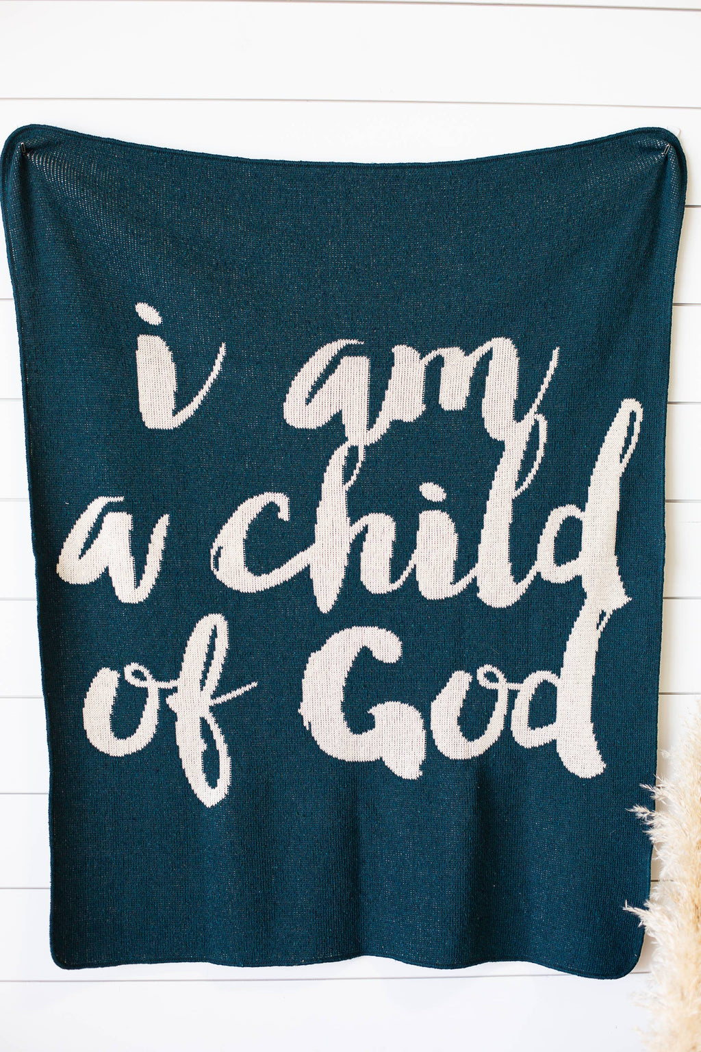 Made in the USA |Child of God Knit Throw Blanket Script