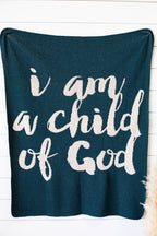 Made in the USA |Child of God Knit Throw Blanket Script