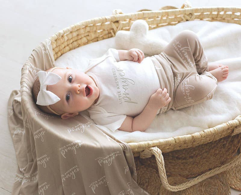 Swaddle Blanket + Cross Rattle - Answered Prayer