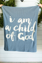 Made in the USA |Child of God Knit Throw Blanket Script