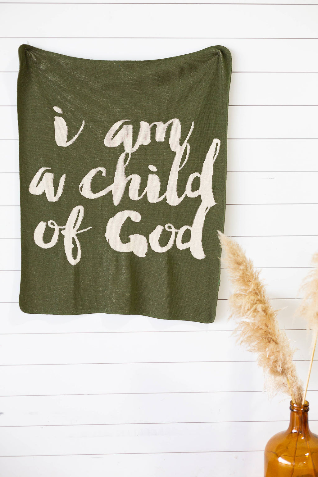 Made in the USA |Child of God Knit Throw Blanket Script
