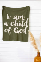 Made in the USA |Child of God Knit Throw Blanket Script