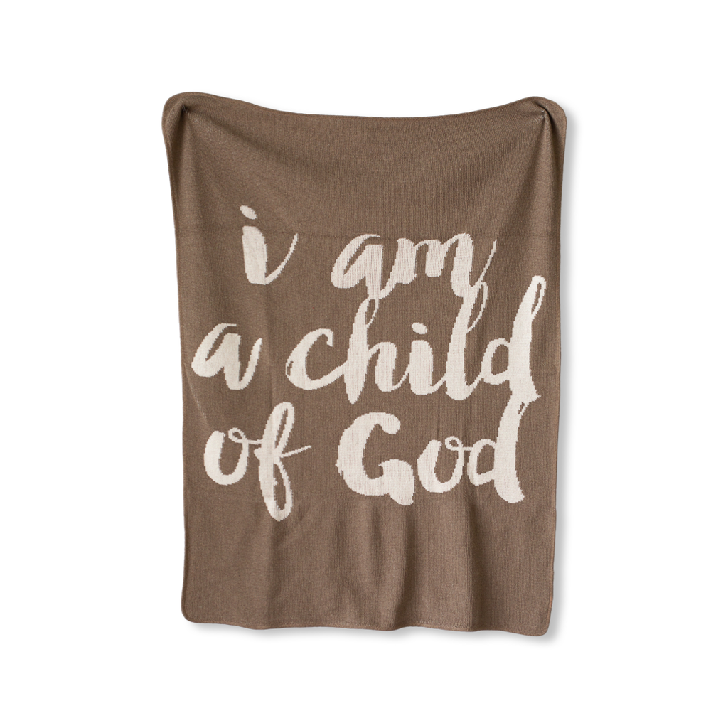 Made in the USA |Child of God Knit Throw Blanket Script