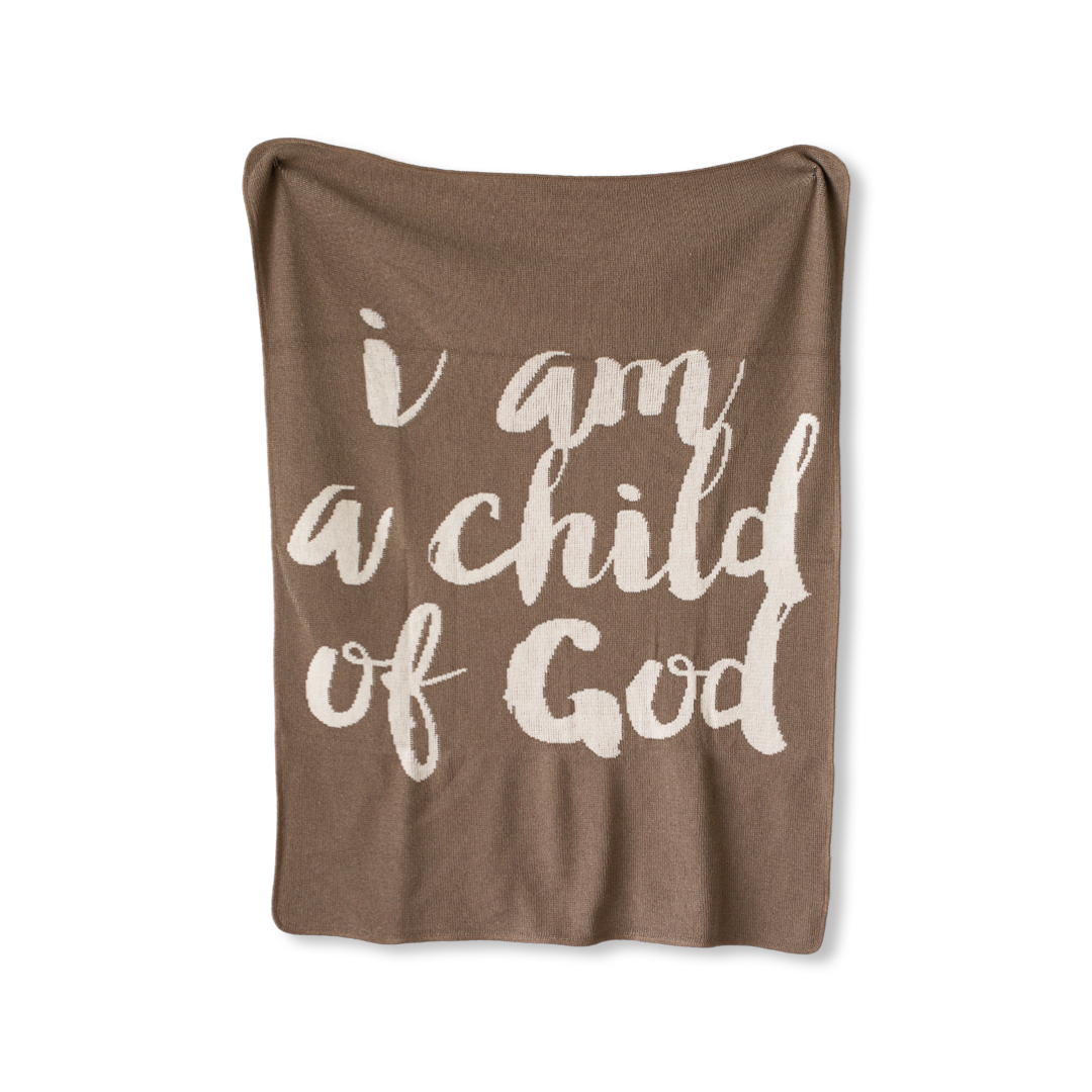 Made in the USA |Child of God Knit Throw Blanket Script