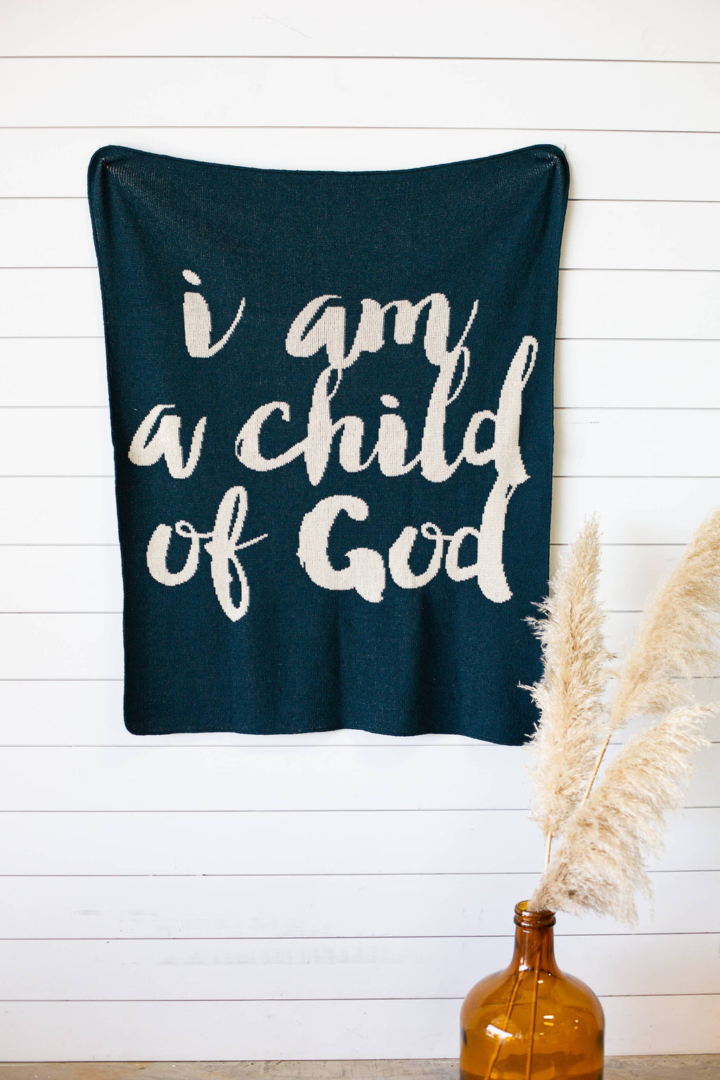 Made in the USA |Child of God Knit Throw Blanket Script