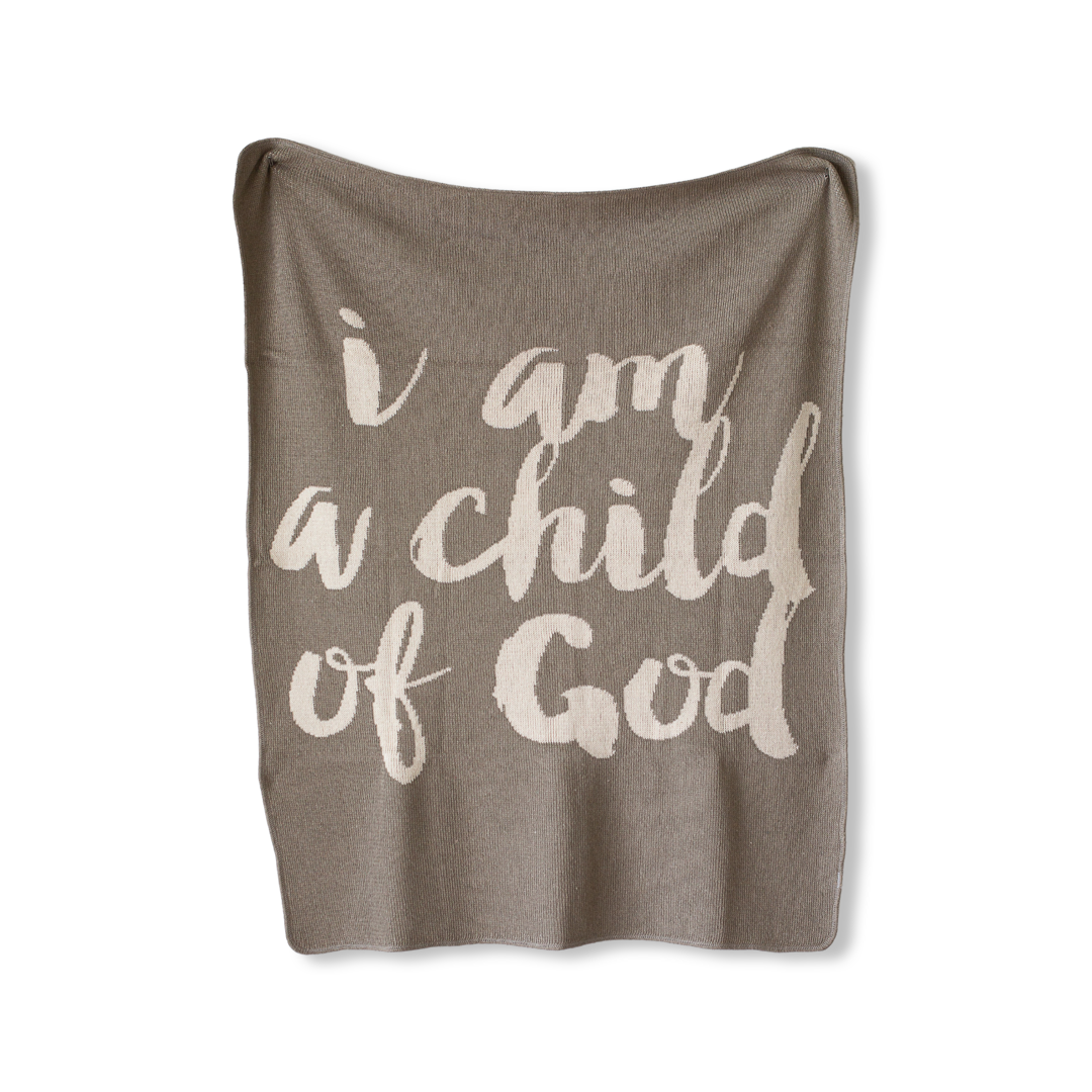 Made in the USA |Child of God Knit Throw Blanket Script