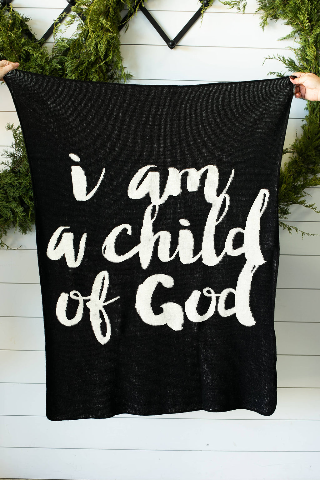 Made in the USA |Child of God Knit Throw Blanket Script