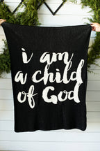 Made in the USA |Child of God Knit Throw Blanket Script