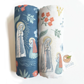 Our Lady of Lourdes and St. Bernadette Muslin Beige Swaddle