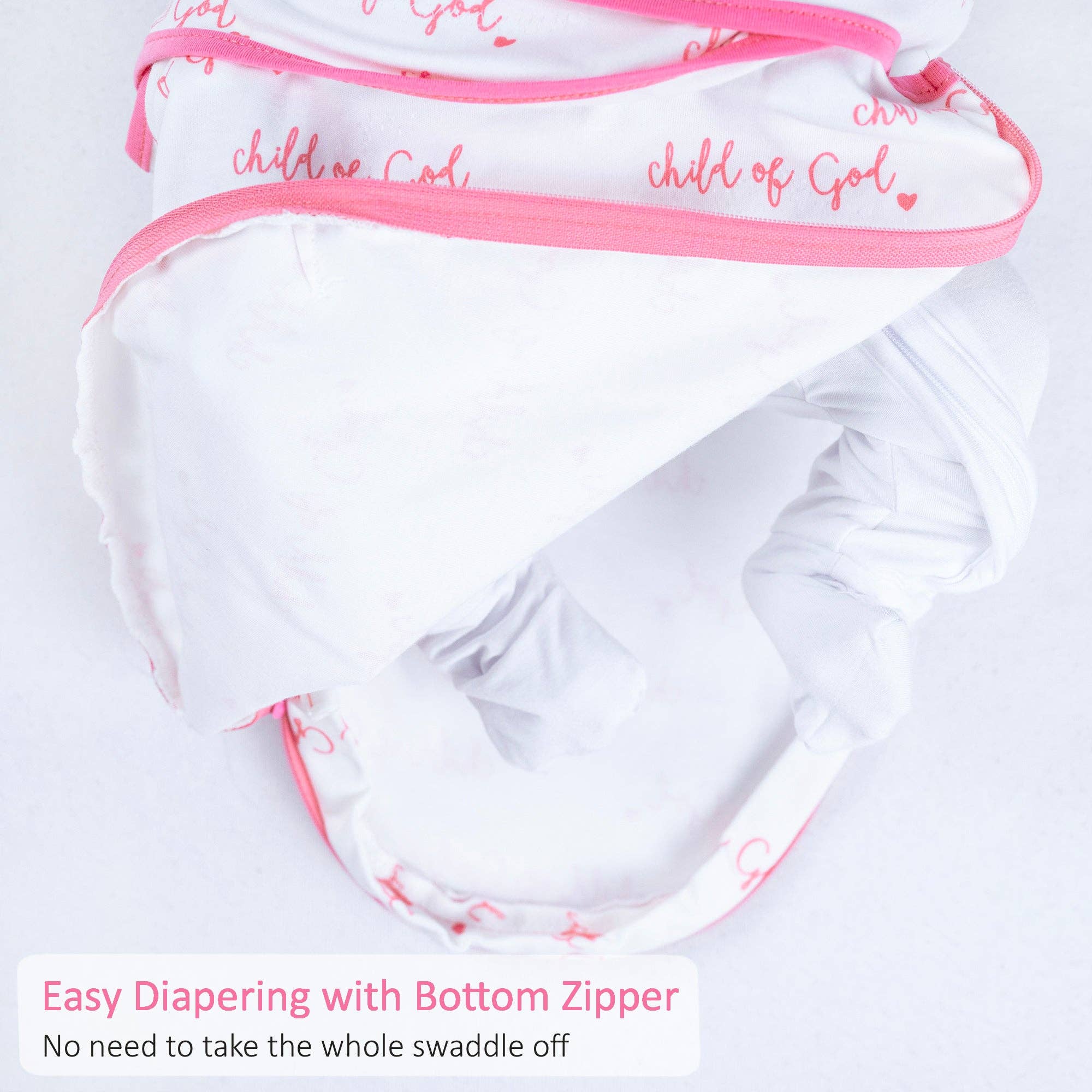Cotton Velcro Newborn Swaddle Sack Pink Child of God
