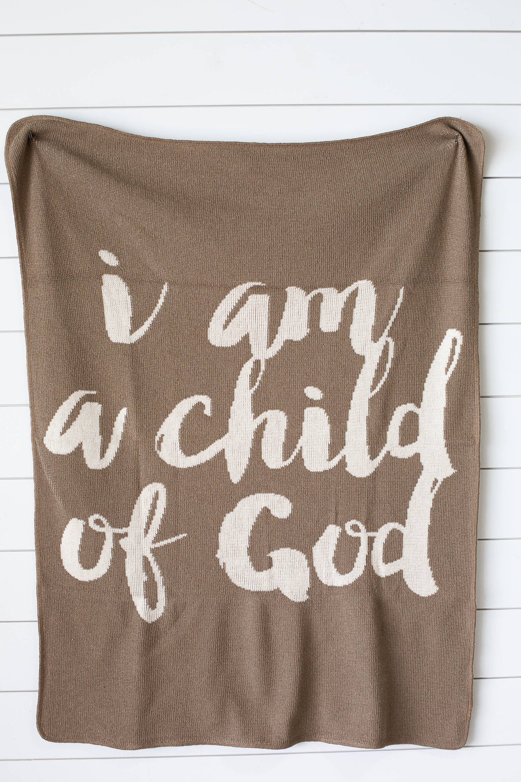 Made in the USA |Child of God Knit Throw Blanket Script