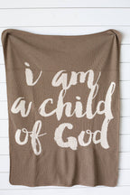 Made in the USA |Child of God Knit Throw Blanket Script