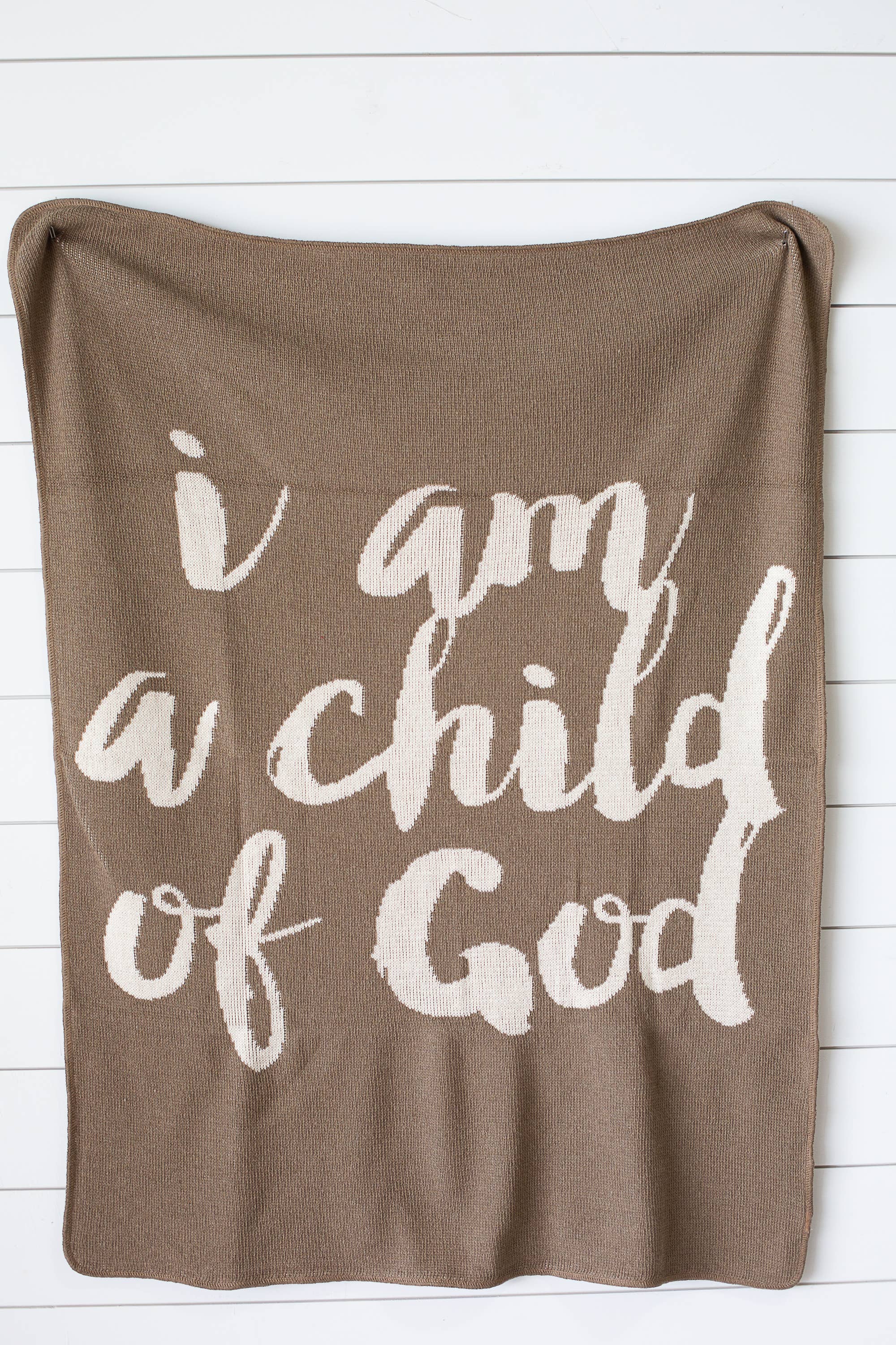 Made in the USA |Child of God Knit Throw Blanket Script