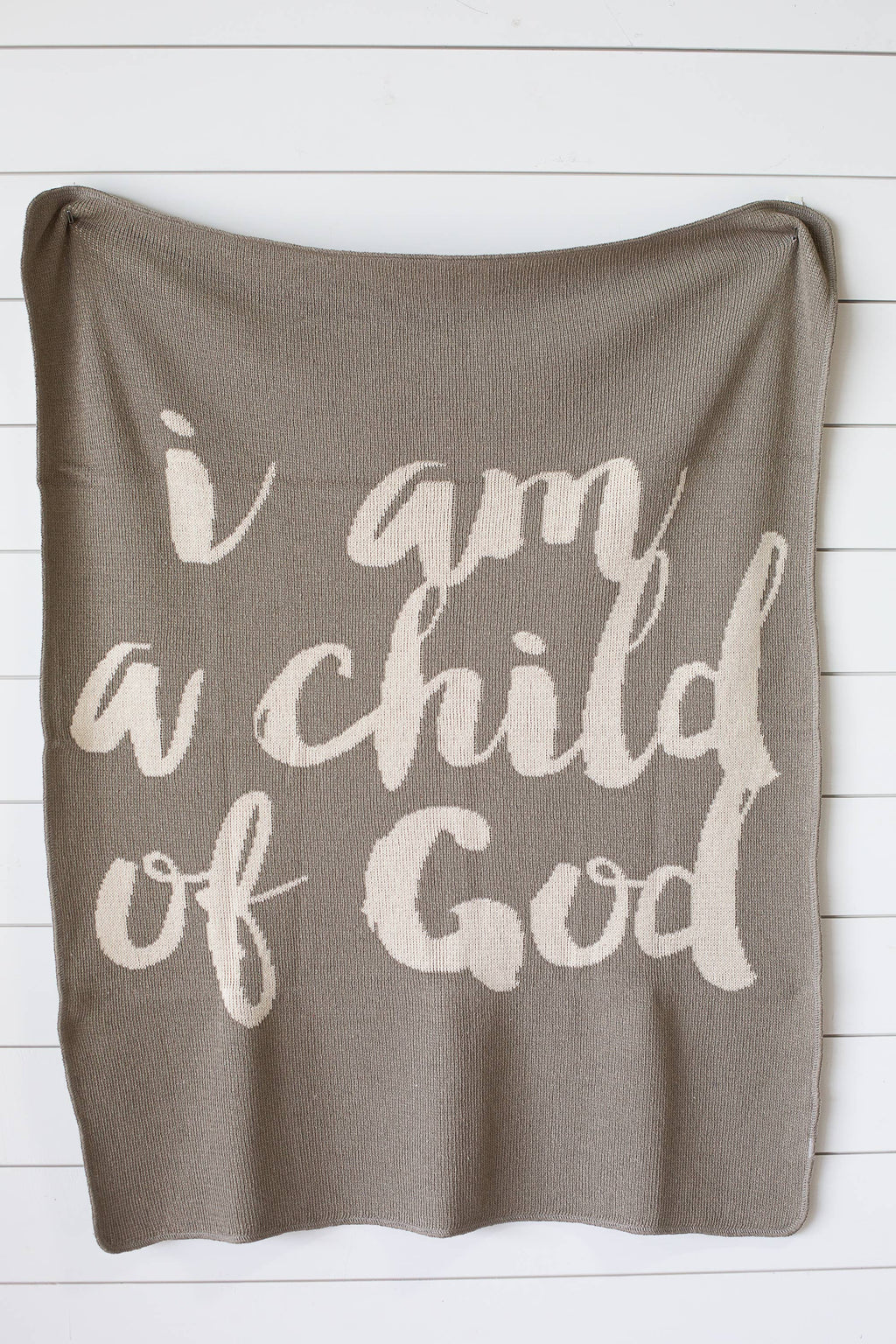 Made in the USA |Child of God Knit Throw Blanket Script