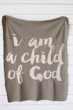 Made in the USA |Child of God Knit Throw Blanket Script
