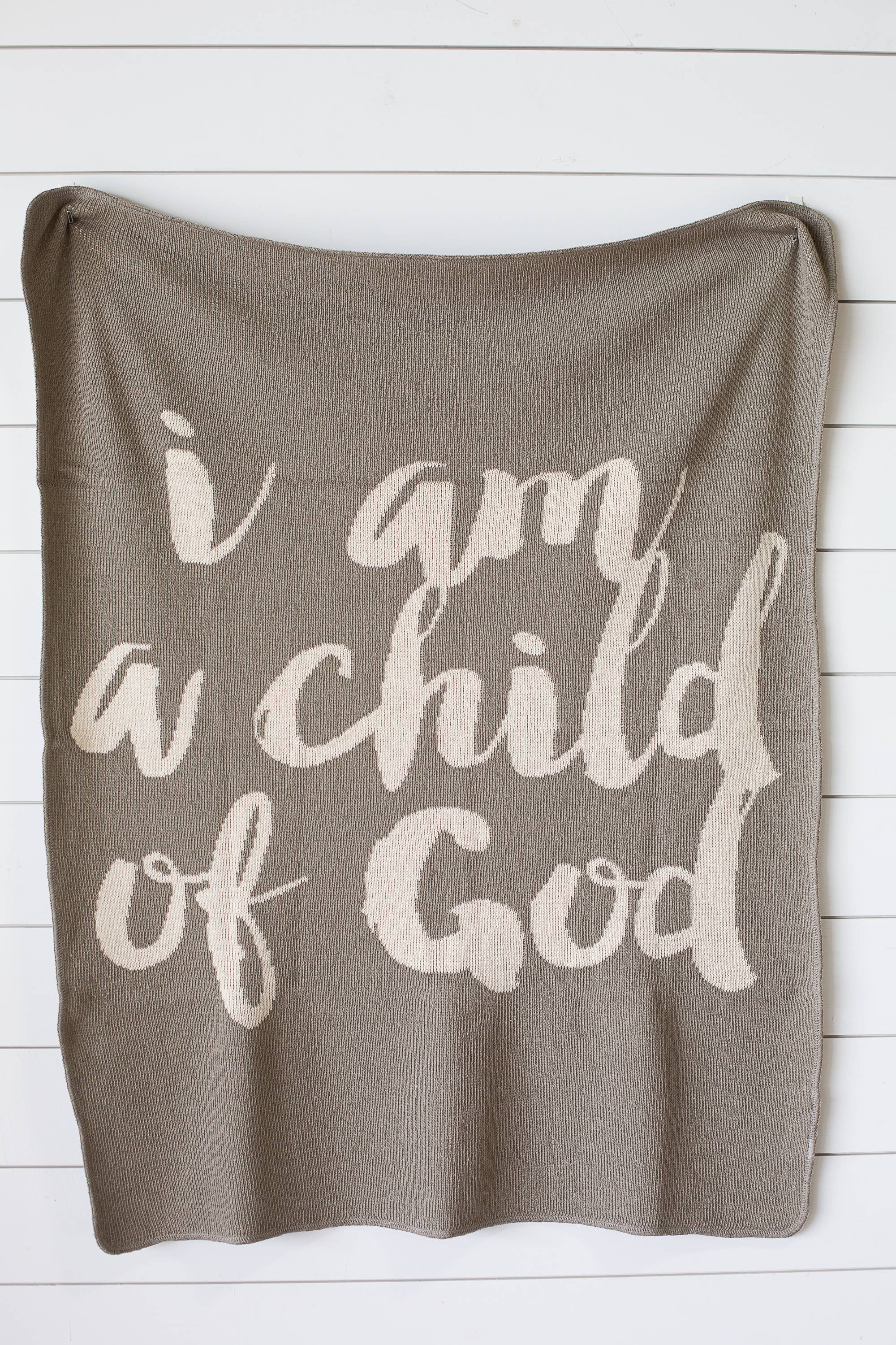 Made in the USA |Child of God Knit Throw Blanket Script