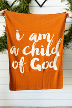 Made in the USA |Child of God Knit Throw Blanket Script