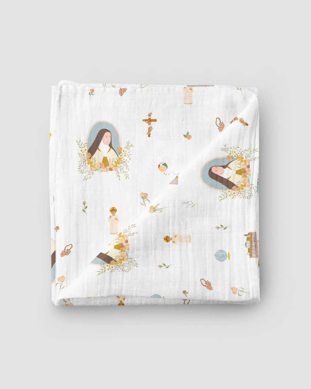 St. Therese of Lisieux Muslin Swaddle