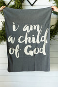 Made in the USA |Child of God Knit Throw Blanket Script